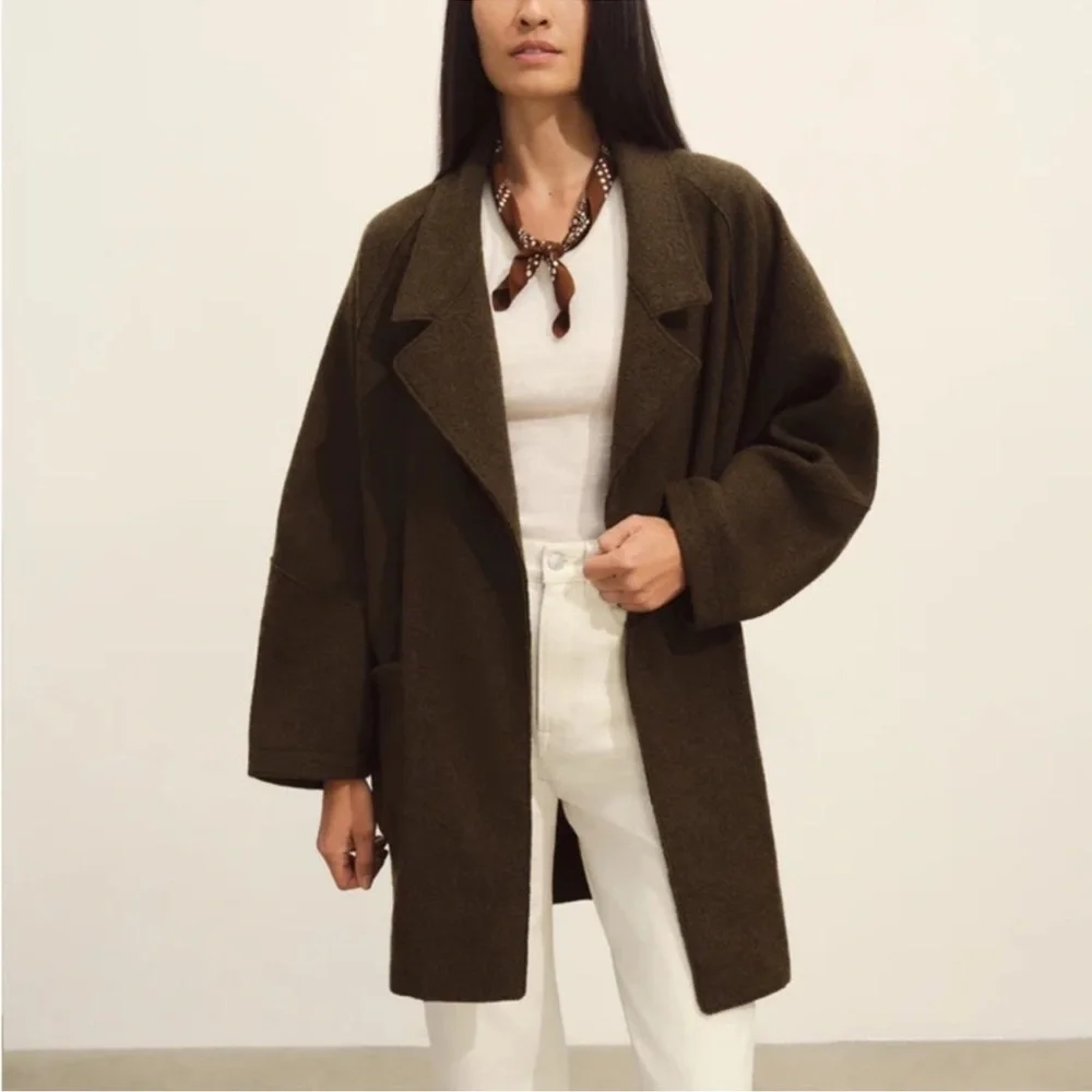 Buck Mason FELTED WOOL BLANKET COAT marled river rock - Picture 1 of 4